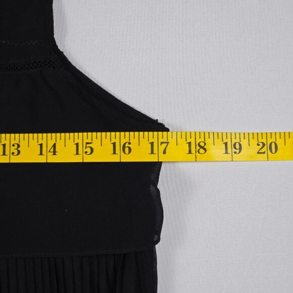 Express Black Sheer Asymmetrical Blouse Sleeveless Ruffle Keyhole Whimsy Goth - Picture 9 of 13